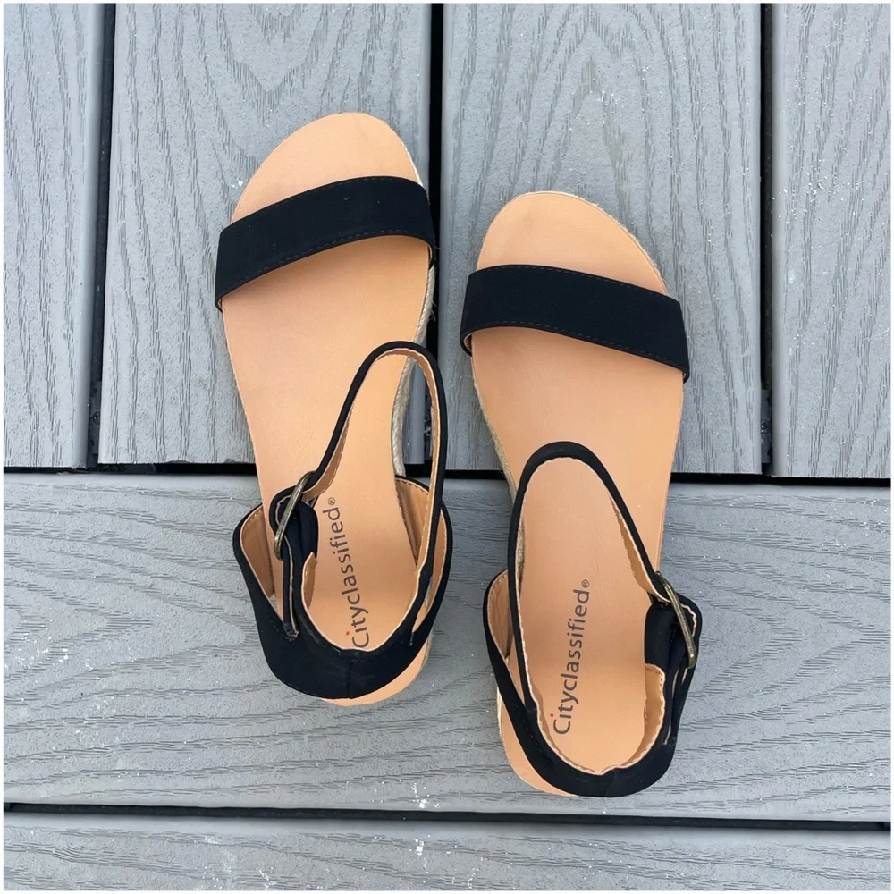 Boho Vegan Suede Buckle Ankle Strap Espadrille Sandal - Picture 15 of 16